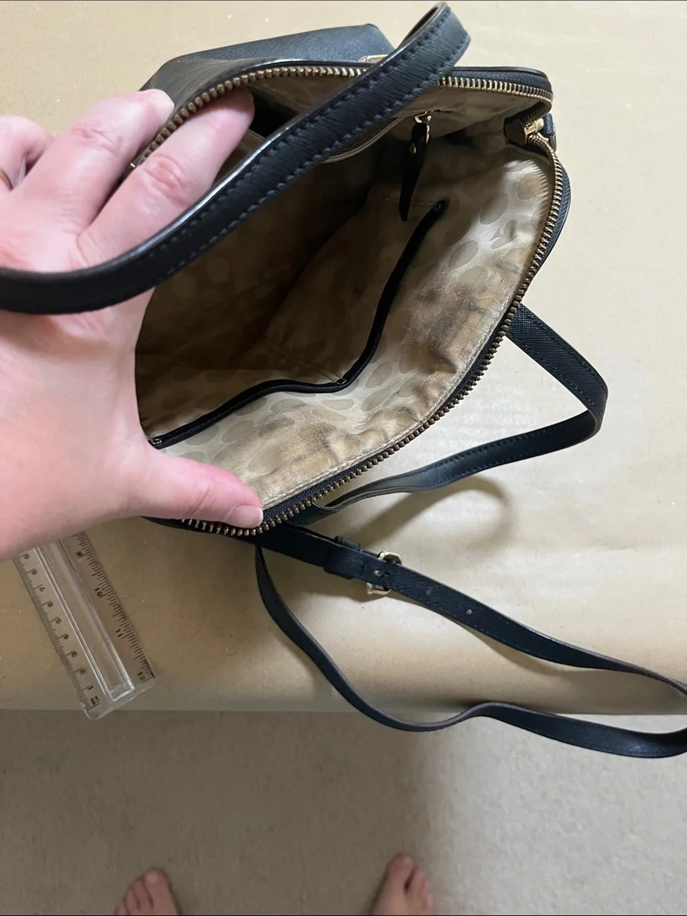 kate spade black leather satchel with gold-tone hardware